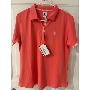 FootJoy‎ Golf Leisure Polo Shirt Women's Short Sleeve Coral Performance M